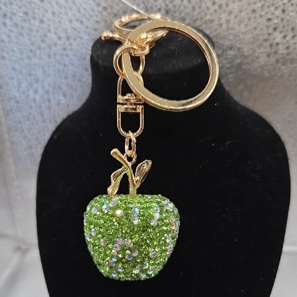 Keychain, Green Apple with Gold Accents NWOT